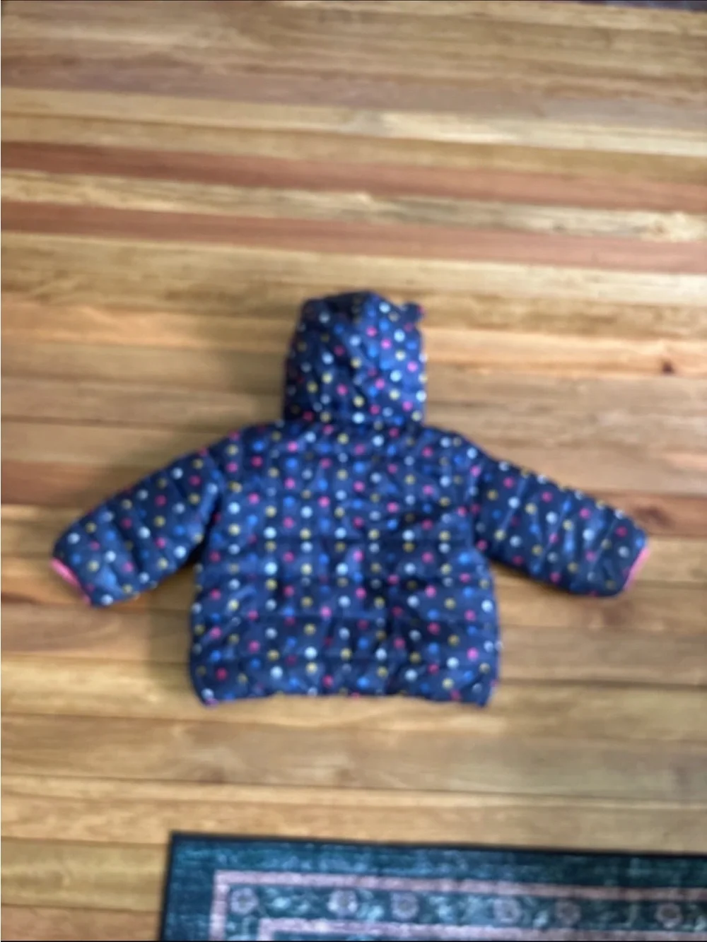 Baby Gap Navy Polka Dot Puffer Jacket with Hood and Ears 18M